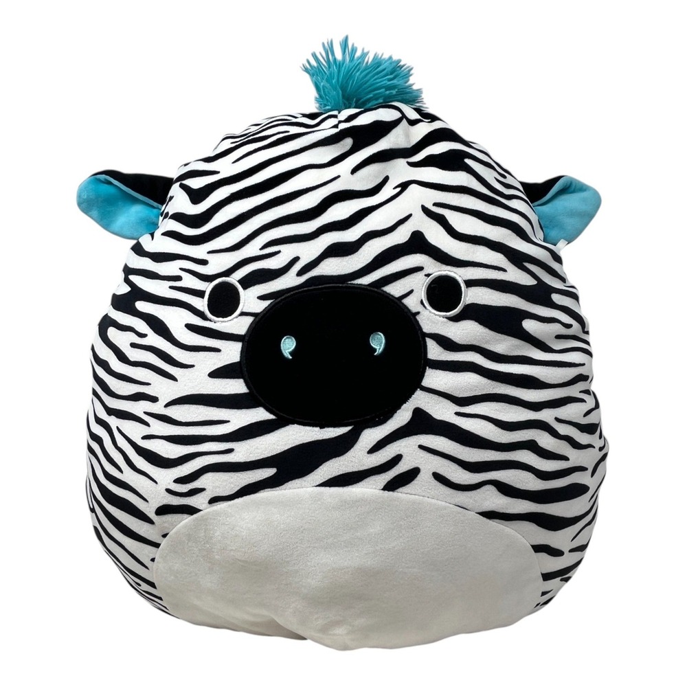 Squishmallows Zeke Zebra Plush Stuffed Animal Aqua Blue Mane Tail 16 Inch